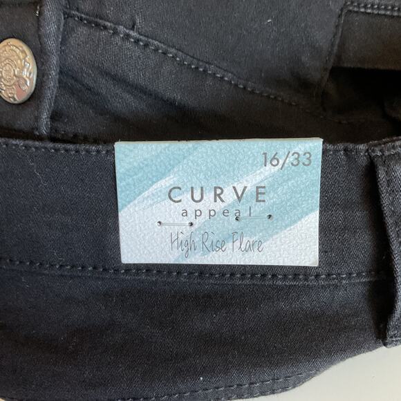 Curve Appeal Womens High Rise Flare Denim Jeans Black Size 16 New With Tag - Picture 12 of 16